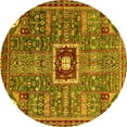 thumbnail image 1 of Ahgly Company Machine Washable Indoor Round Abstract Yellow Modern Area Rugs, 6' Round, 1 of 4