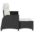 thumbnail image 4 of vidaXL Reclining Garden Sofa with Cushions L-shaped Black Poly Rattan, 4 of 5