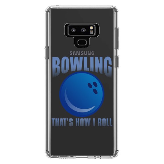 DistinctInk Clear Shockproof Hybrid Case for Samsung Galaxy Note 9 - TPU Bumper Acrylic Back Tempered Glass Screen Protector - Bowling That's How I Roll