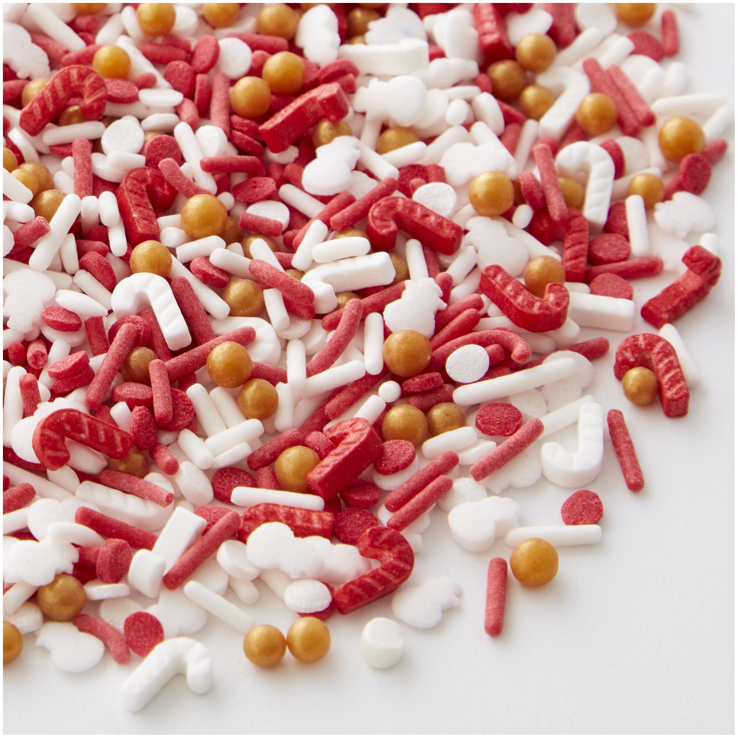 Great Value Red White and Gold Christmas Sprinkles Mix Tub, 10 oz.
