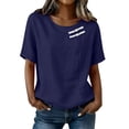 thumbnail image 2 of Womens Short Sleeve Tops Summer Tshirts Round Neck Casual Basic Tee Work 2026 Trendy Outfits with Decorative Buttons, 2 of 8