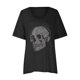 thumbnail image 4 of Mujeres verano moda manga corta cuello redondo perforación caliente cráneo blusa casual camiseta Tops Fridja  bn3546, 4 of 6