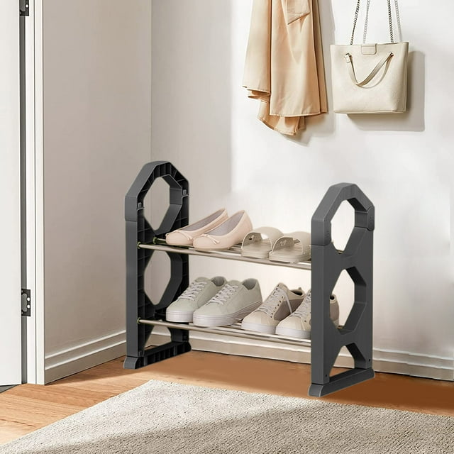 weibbin Shoe Rack Organizer - Shoe Rack 2 Tier Household Doorway Sturdy Narrow Small Crevice Entry Shoe Cabinet Multifunctional Shoe Storage Shelves For Bedroom Closet Entrance Hall Bedroom