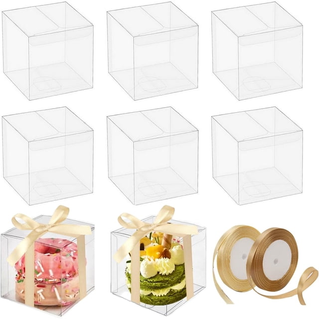 de Regalo de Plástico 50 Piezas: Paquete Cajas de Plástico para Embalar Dulces Caramelos Macarrones, Cajas Transparentes de Regalo para Fiestas,Bodas, Baby Shower, Navidad 10*10*10