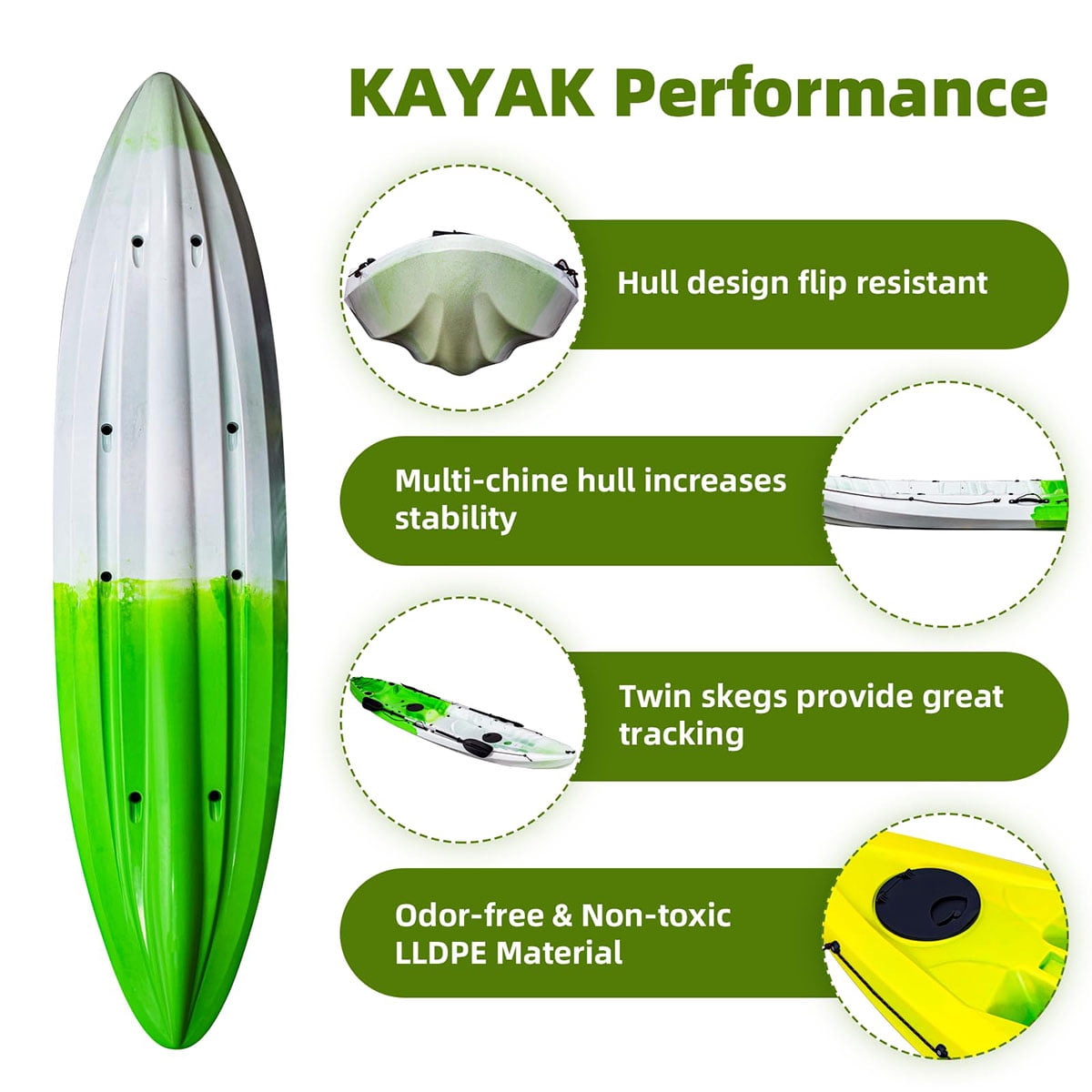 Danolapsi Fishing Kayaks, 12.4FT, 2-3 Person Sit on Top Kayak for Adults with Paddle & Comfortable Seat, Capacity of 600LBS, Hard Shell Recreational Ocean Kayak Boat