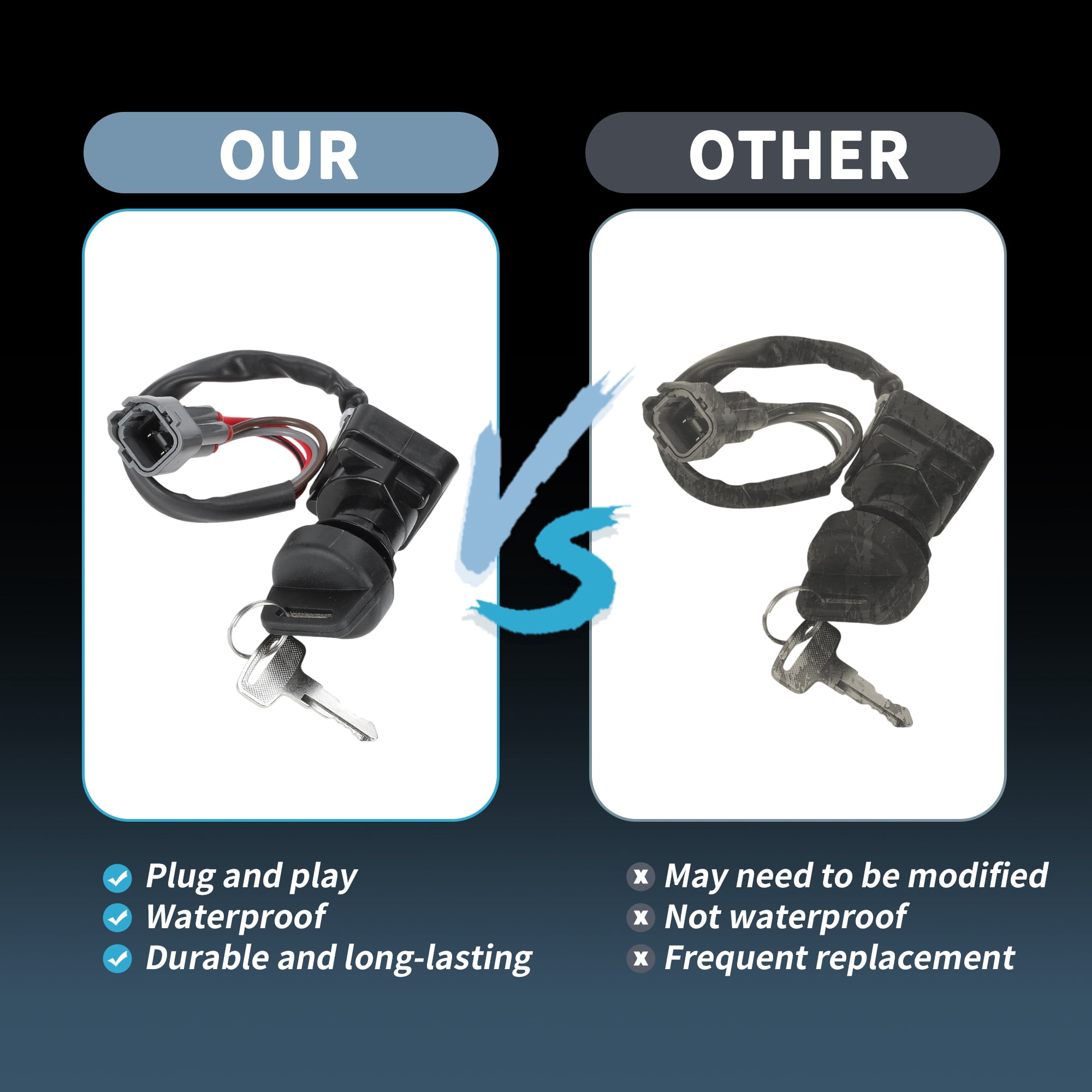 Unique Bargains Ignition Key Switch for Arctic Cat ATV 650 700 4X4 H1 V2 4 Pins