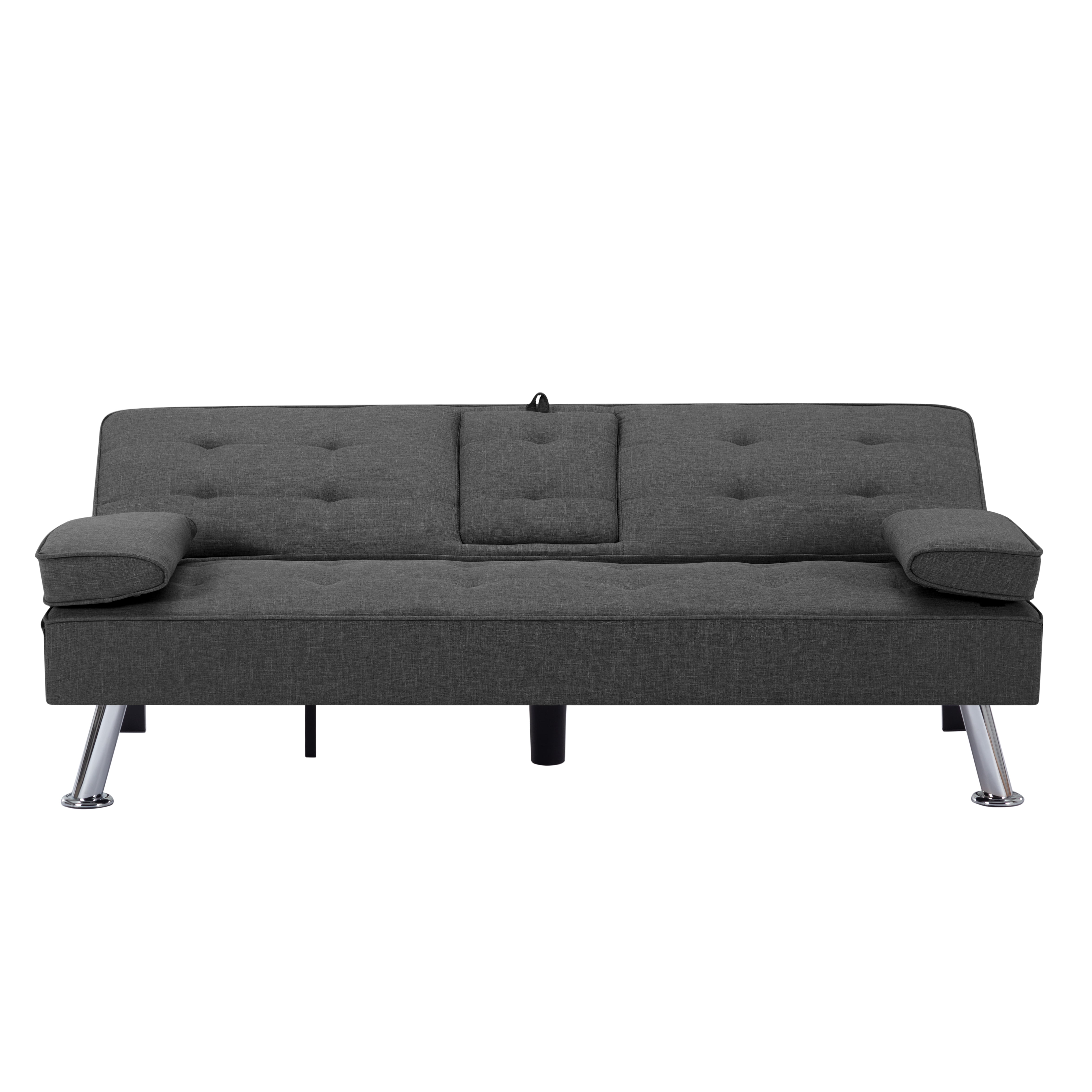 Gewnee Modern Futon Sleeper Sofa Bed Convertible Folding Recliner Couch Furniture with 2 Cup Holders for Livin g Room