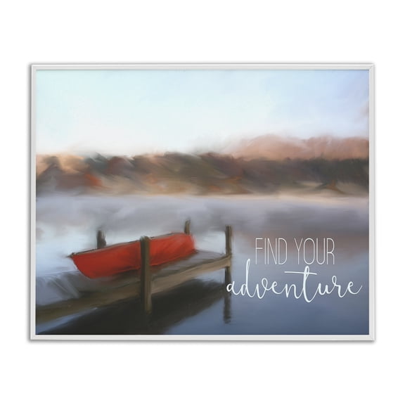 Stupell Industries Coastal Find Your Adventure Dock White Framed Giclee Art, 14 x 11, by Kim Allen