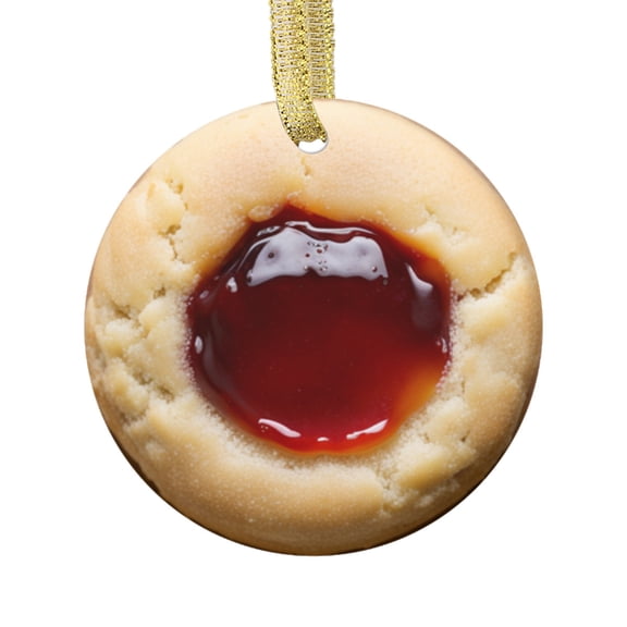 Jelly Thumbprint Cookie Baker Cookies Food Lovers Foodie Novelty Holiday Christmas Ornament Xmas Tree Gift (Flat Design Printed on Ceramic, NOT 3D)