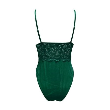 

nsendm New Sexy Lingerie Thread Lace Stitching Sexy Pajamas Slim Body Bottoming Jumpsuit Sexy Women Lingerie Valentines Day Underwear Green Large