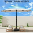 thumbnail image 4 of VOOYA HOME 15ft Large Patio Umbrellas Base Included, Outdoor Double-Sided Umbrella with Crank Handle, UV Protective for Pool, Lawn Garden, Backyard Beige, 4 of 7