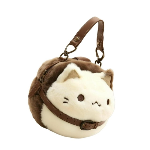 Bolso de peluche de gato, ligero y moderno, ideal para maquillaje, para festivales, viajes y trabajo. 20 cm x 13 cm x 19 cm