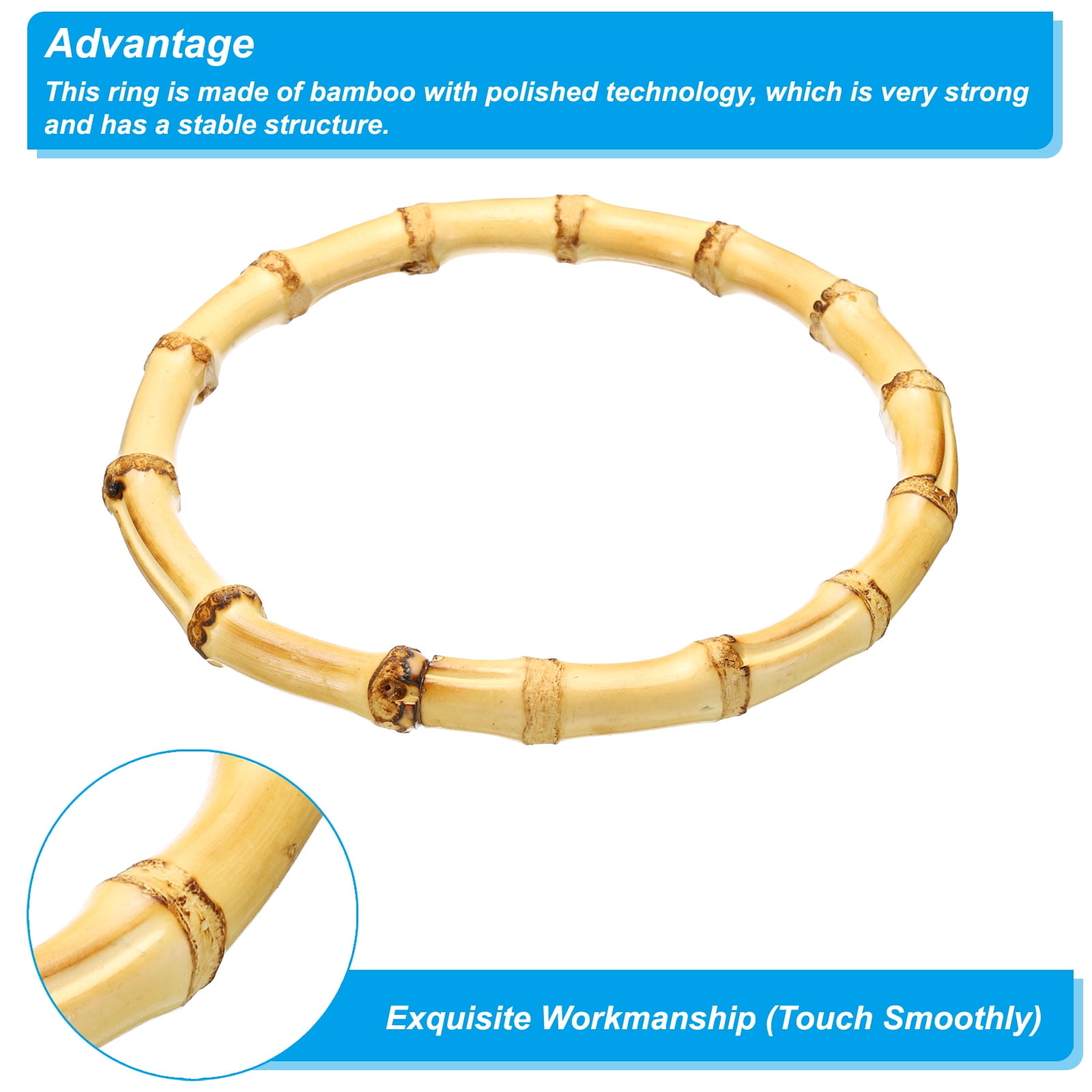 Uxcell 5.9 Inch Bamboo Purse Handles,, 2 Pcs Round