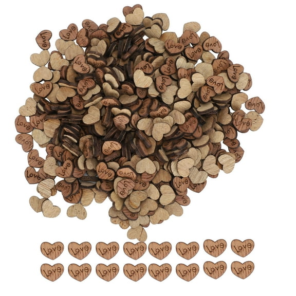 LYUMO 300Pcs Tiny Wooden Love Heart Confetti   Valentine's Day Wedding Party Art Ornament Rustic Small Table Decorations