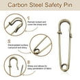 thumbnail image 3 of Uxcell 20pcs Safety Pins 2 Inch (50mm) Electroplated Steel Large Safety Pin Heavy Duty Sewing Safety Pins Bulk for Clothes Sewing Arts DIY Crafts, Bronze, 3 of 6