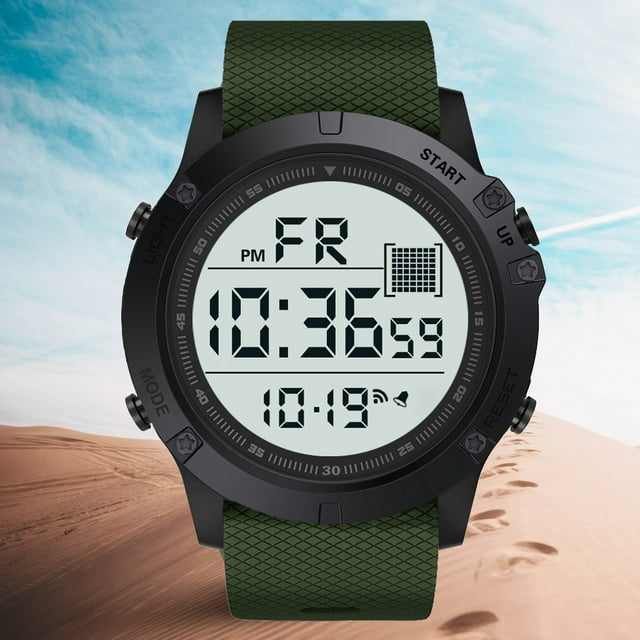 Sport Watch, 50M Waterproof LED Digital Wristwatch, Outdoor Multi-Function Stopwatch with Backlight Alarm Date Display Sport Watch for Men Women, Army Green
