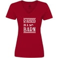 thumbnail image 3 of Inktastic RAISED in a BARN in White Women's V-Neck T-Shirt, 3 of 5