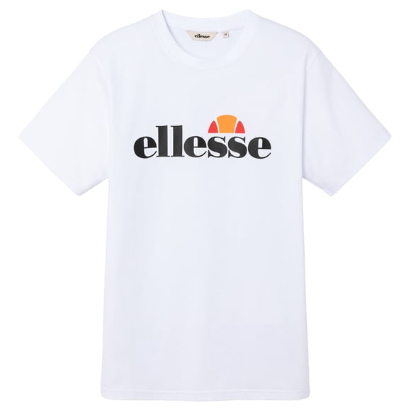ellesse T-shirt pour Homme - PRADO 2, Manches Courtes, Col Rond, Imprimé logo, Coton, Couleur Unie Blanc G (Grand)