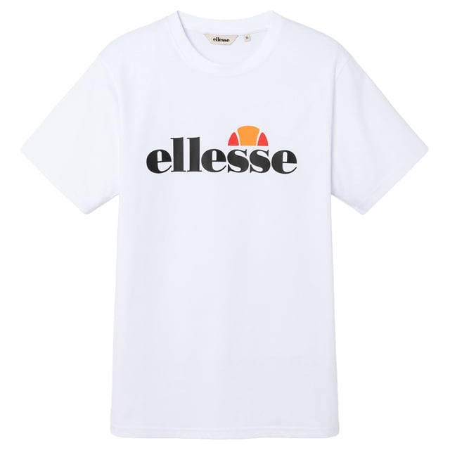 ellesse Camiseta para hombre - PRADO 2, manga corta, cuello redondo, logotipo estampado, algodón, Color liso Blanco L (Large)