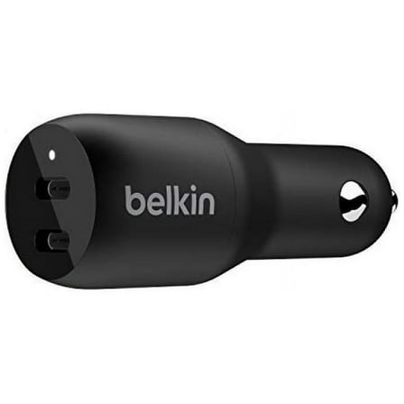 Belkin 36-Watt Dual-USB Car Charger - Power Delivery 2 18W USB-C Ports with PPS Charging Apple iPhone 14, 14 Pro, 14 Pro Max, iPhone 13, 13 Pro, 13 Pro Max Samsung Galaxy, AirPods - USB-C Charger