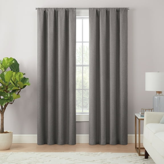 Eclipse Cannes Magnitech 100% Blackout Curtain, Rod Pocket Window Curtain Panel, Seamless Magnetic Closure, 84 in long x 40 in wide, (1 Panel), Charcoal
