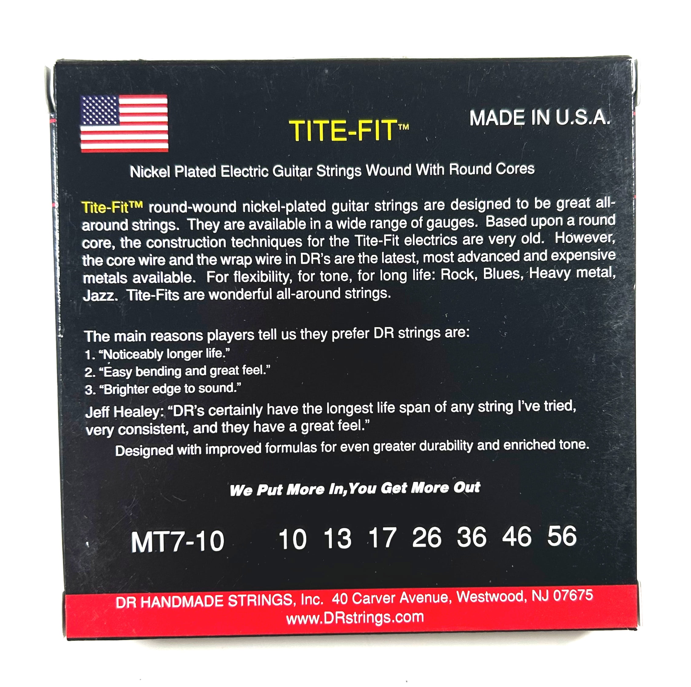 DR Guitar Strings 7 String Electric 3 Sets Tite-Fit 10-56 Roundcore Handmade USA