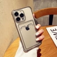 thumbnail image 7 of Transparent Card Slot Bag Holder Case For iPhone 14 13 11 12 15 Pro Max Mini X XR XS 7 8 Plus Clear Shockproof Soft Wallet Cover, 7 of 7