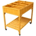 thumbnail image 5 of Gzxs Mobile Elevated Garden Bed on Wheels, 8-Grid Divider Raised Wood Planter Box for Herbs, Vegetables, Flowers w/ Fabric Liners, Drainage Holes and Storage Shelf - 36"L x 24.2"W x 34.6"H, Natural, 5 of 9