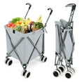 thumbnail image 1 of Costway Folding Shopping Cart Utility with Water-Resistant Removable Canvas Bag Gray, 1 of 10