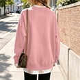 thumbnail image 5 of Crew Neck Sweatshirts Women Oversized Fall French Terry Layered Pullover Sweatshirt Fake Two‑Piece Tops Pullover Casual Split Hem Top, 5 of 6