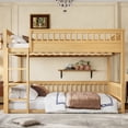 thumbnail image 2 of Bellemave Queen over Queen Bunk Bed, Wood Bunk Bed Frame with 21.7" High Guardrail, Converts to 2 Individual Beds, Space Saving Floor Bunk Beds Design for Teen Adults,Natural, 2 of 8