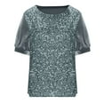 thumbnail image 6 of Miqool Women's Velvet Sequin Tops Short Sleeve Crewneck Sparkly Glitter T-Shirt Evening Party Club Sequin Tops Blouses, 6 of 6