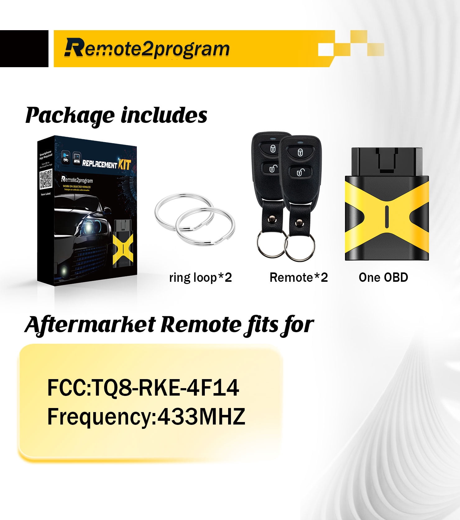 Car Key DIY Porgrammer OBD Tool for No Working Remote Replacement for 2014-2017 Hyundai Accent with FCC: TQ8-RKE-4F14