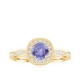 thumbnail image 5 of Rosec Jewels Tanzanite Halo Engagement Ring with Diamond - 0.5 Ct - Vintage Inspired Ring for Women - AAA Quality Certified, 10K Yellow Gold, US 6.50, 5 of 9