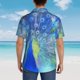 thumbnail image 4 of Balery Peacock Camisas hawaianas de manga corta para hombre, camisas playeras de corte holgado, camisas de vacaciones con botones,Large, 4 of 7