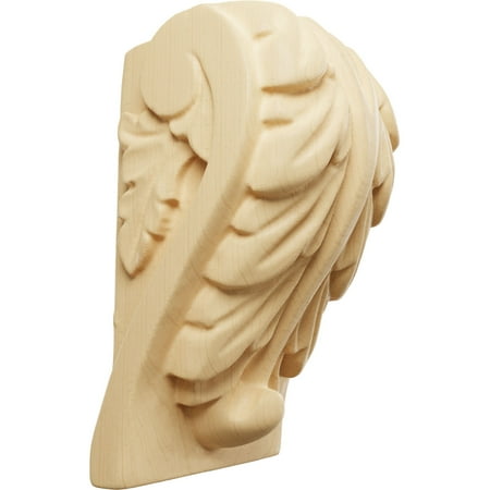 Ekena Millwork 1 3/4"W x 1 1/2"D x 3"H Mini Acanthus Leaf Block Corbel, Maple