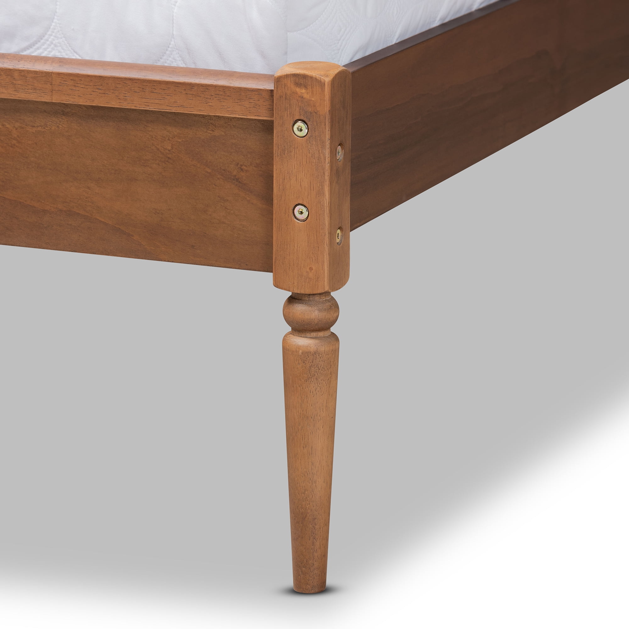 Baxton Studio Diantha Classic and Traditional Dark Grey Fabric Upholstered and Walnut Brown Finished Wood Full Size Platform Bed