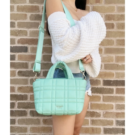 Kate Spade Softwhere Quilted Leather Mini Tote Crossbody Summer Rain Turquoise