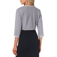 thumbnail image 3 of INSPIRE CHIC Women's Evening Shrug Sequin Trim 3/4 Sleeve Open Front Cropped Chiffon Cardigan Gray L, 3 of 6