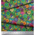 thumbnail image 2 of Soimoi Rayon Fabric Colorful Flowers Clip Art Print Sewing Fabric Yard 56 Inch Wide, 2 of 3