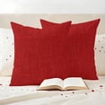 thumbnail image 3 of Red Burlap Texture Outdoor Waterproof Pillow Covers, Farmhouse Vintage Red Decorative Square Throw Pillowcase Sofa Cushion Sham for Patio/Couch/Chair, 18"x18" 2 Pack, 3 of 8