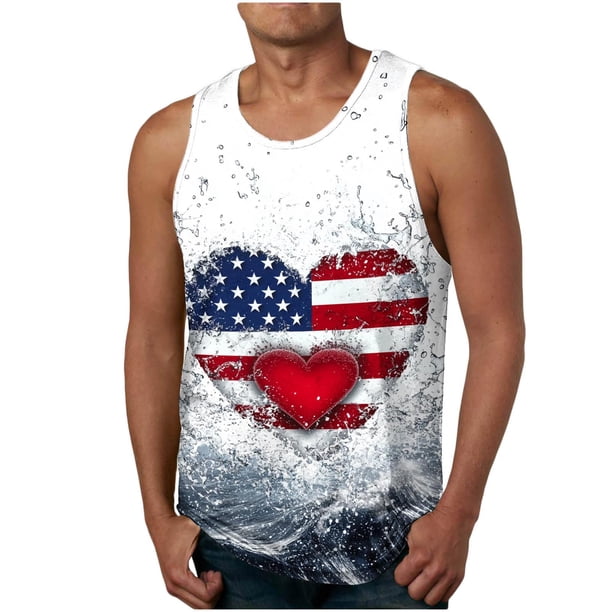 Camiseta sin mangas de cuello redondo para hombre, informal, a la moda, sin mangas, con estampado, blusa deportiva de cuello redondo para hombre