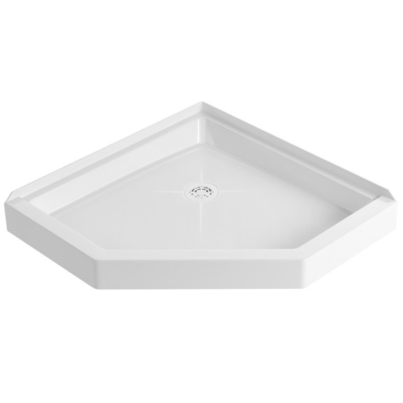 Open Box PROFLO PFSB3636NEOWH PROFLO PFSB3636NEO 36 x 36 Neo Angle Slip Resistant Shower Pan for Corner Installations Strainer Included