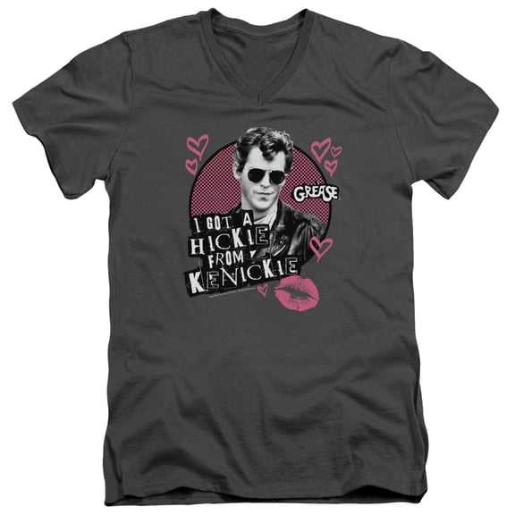 Grease Kenickie Adult V-Neck T-Shirt Charcoal