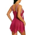 thumbnail image 4 of POTETI Watermelon Red Teddy Lingerie for Women Mesh See Through Underwear Lace Flowy Nightdress, 4 of 6