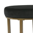 thumbnail image 5 of Benjara Round Shape Metal Framed Ottoman with Velvet Upholstered Seat, Black and Brown, 5 of 5