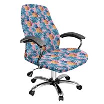 FKELYI Tropical Palm Leaf Pineapple Print Office Chair Cover Stretchable Removable Computer Chair Back Covers Anti-Dust High Back Office Desk Chair Slipcovers for Office Home, Large