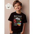 thumbnail image 1 of Back to School New Boys 100% Cotton T-Shirt - Black My 1st of Kindergarten I'm 5 Years Old & Ready to Learn with Book Stack Print - Comfortable Breathable Summer Crew Neck Short Sleeve, 1 of 6