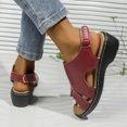 thumbnail image 4 of Fridja Sandales Décontractées pour Femmes Grande Taille Tendance Rétro Bout Ouvert Bout Rond Compensées Sandales de Plage pour Fête (Rouge, 6.5), 4 of 6