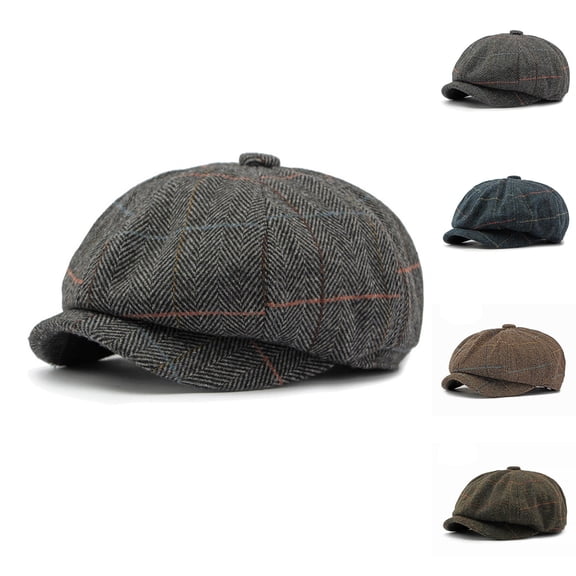 jobturf Flat Caps for Men Vintage Fashion Plaid Newsboy Hats Lightweight Casual Winter Hat Driving Golf Hip Hop Beret for Outdoor